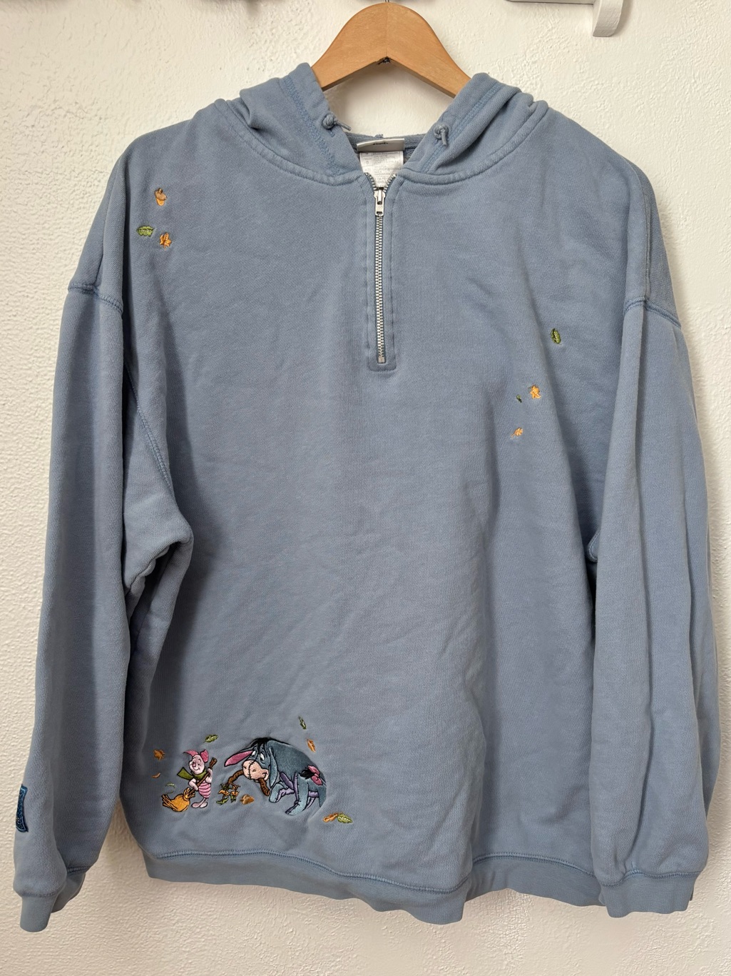 Vintage Y2k Disney Eeyore & Piglet Embroidered Quarter Zip Hoodie | Boxy Fit